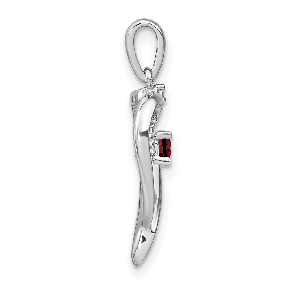 14K Weißgold Herzanhänger mit Granat und echtem Diamant