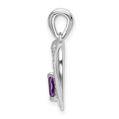 14K Weißgold Amethyst- und Echtdiamant-Herzanhänger
