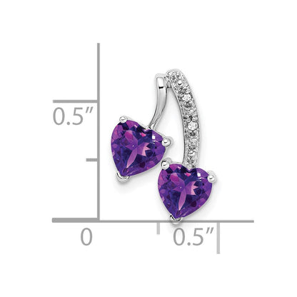 14K Weißgold Amethyst und Echt-Diamant Zwei-Herzen-Anhänger
