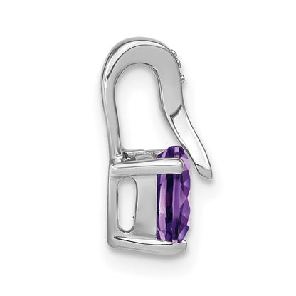 14K Weißgold Herz-Anhänger mit Amethyst und echtem Diamant