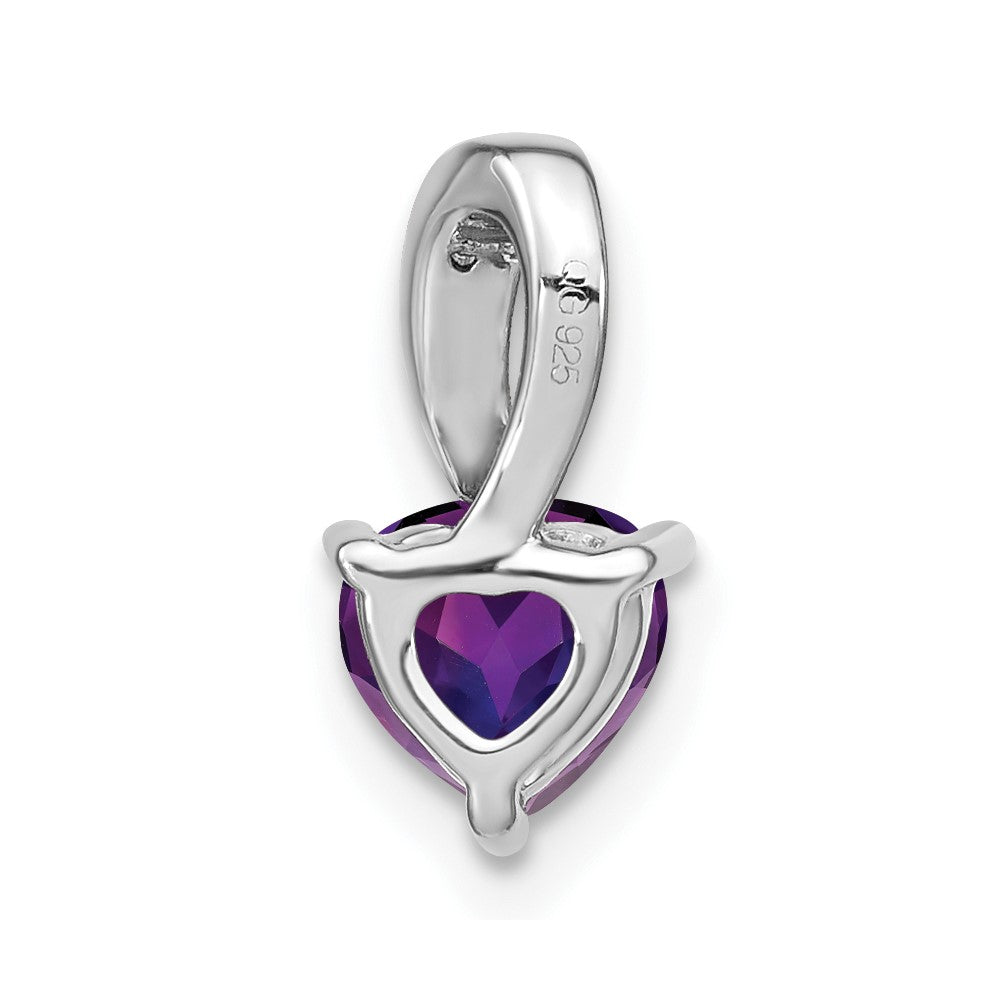 14K Weißgold Herz-Anhänger mit Amethyst und echtem Diamant