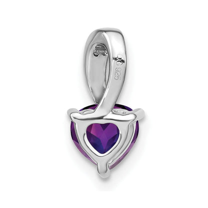 14K Weißgold Herz-Anhänger mit Amethyst und echtem Diamant