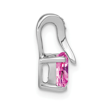 14K Weißgold-Herzanhänger mit synthetischem Pink-Saphir und echtem Diamant
