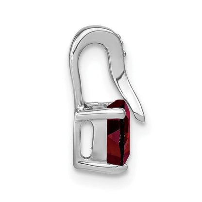 14K Weißgold Herz-Anhänger mit Granat und echtem Diamant