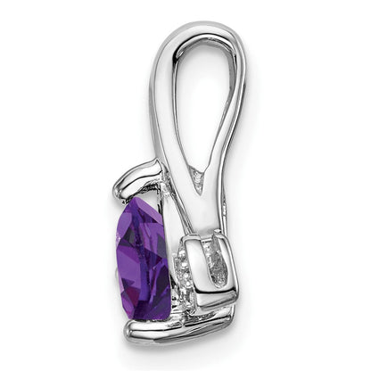 14K Weißgold Herzanhänger mit Amethyst und echtem Diamant