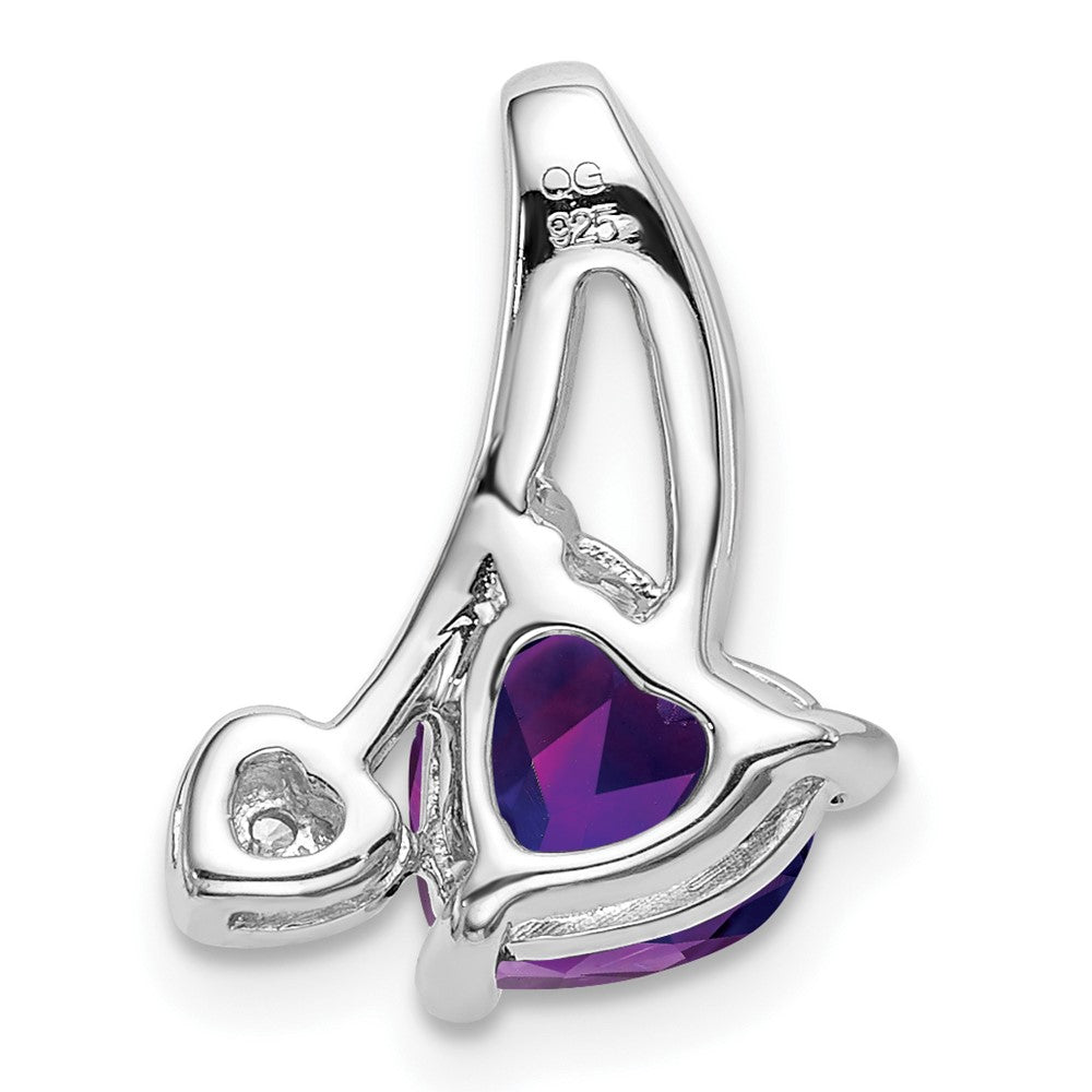 14K Weißgold Herzanhänger mit Amethyst und echtem Diamant