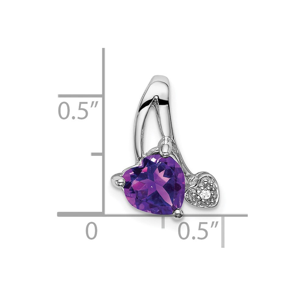 14K Weißgold Herzanhänger mit Amethyst und echtem Diamant
