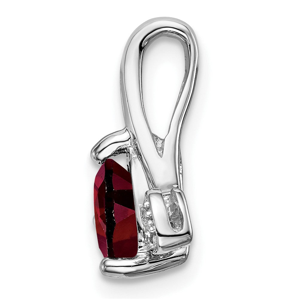 14K Weißgold Herz-Anhänger mit Granat und echten Diamanten