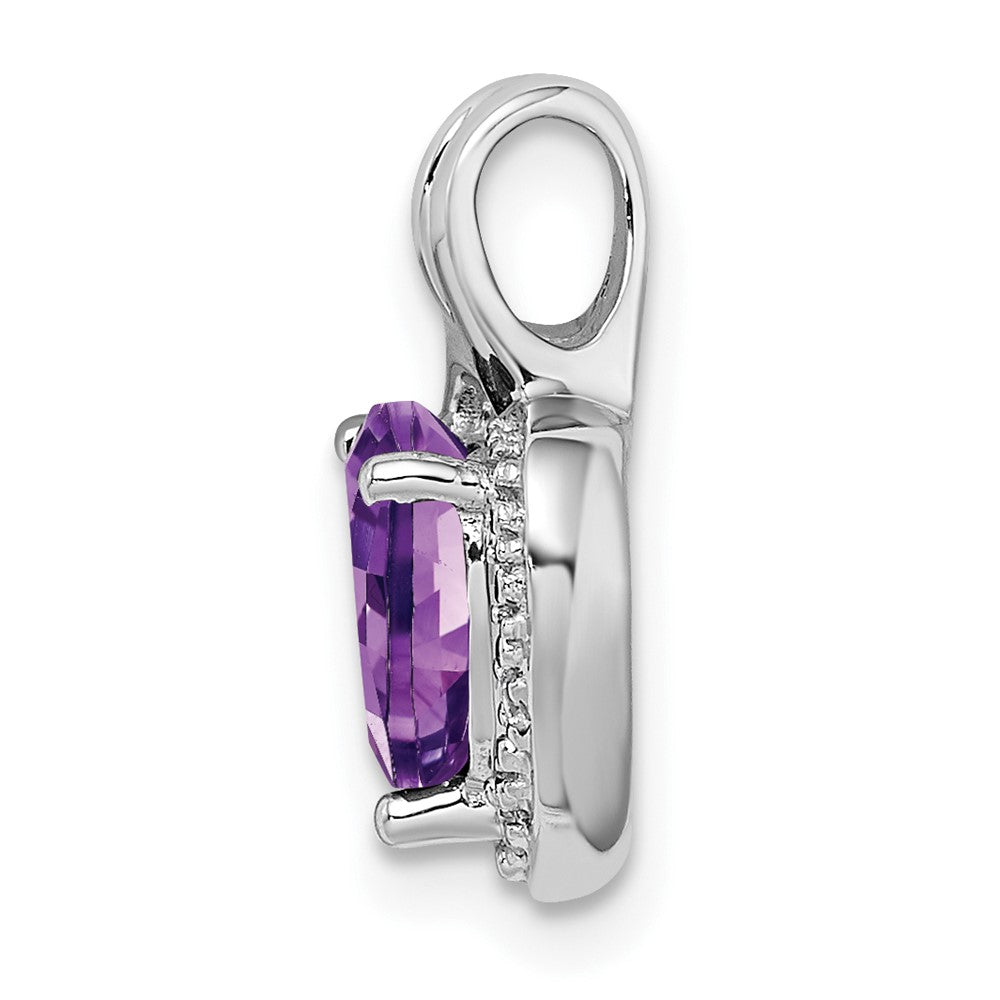 14K Weißgold Herzanhänger mit Amethyst und echten Diamanten