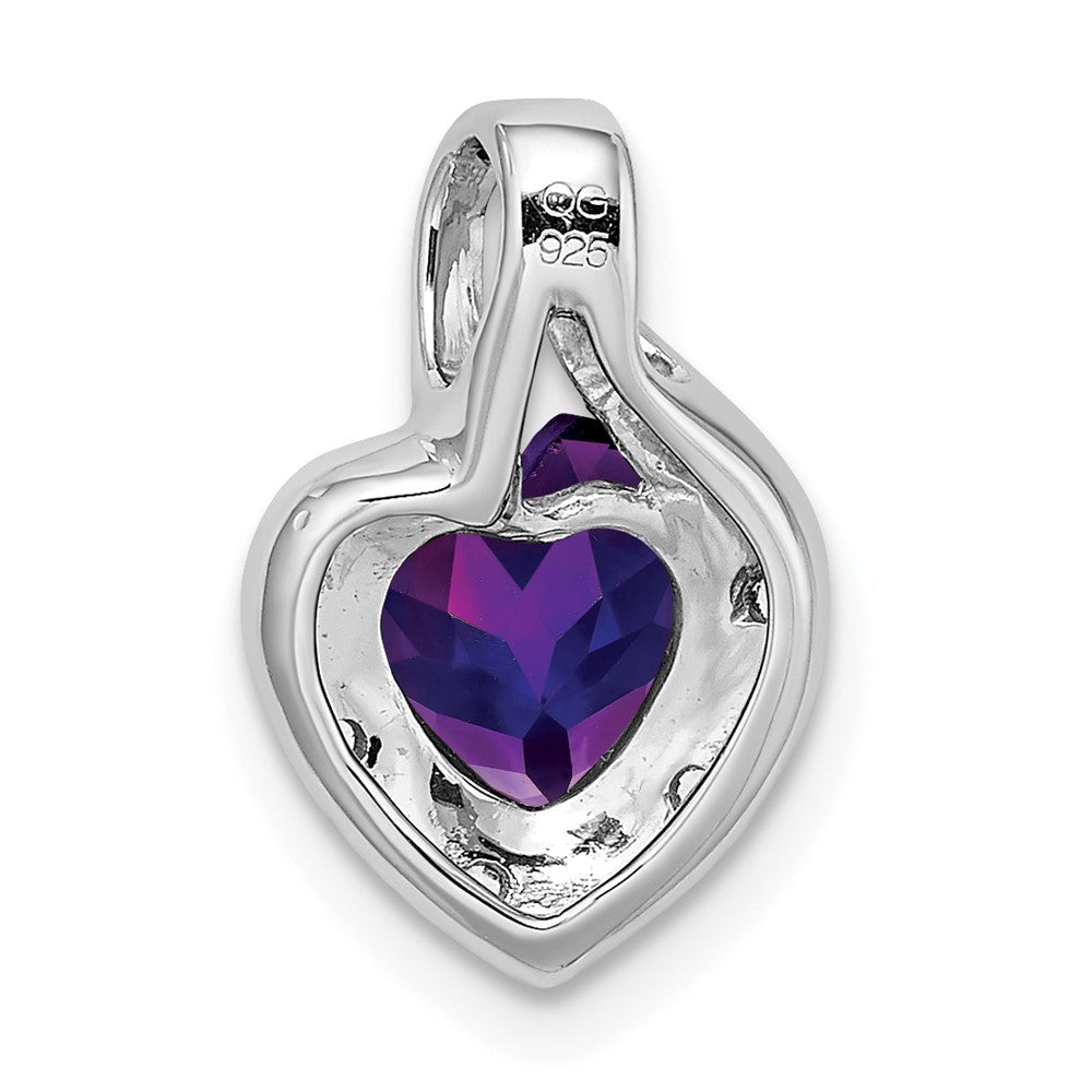 14K Weißgold Herzanhänger mit Amethyst und echten Diamanten