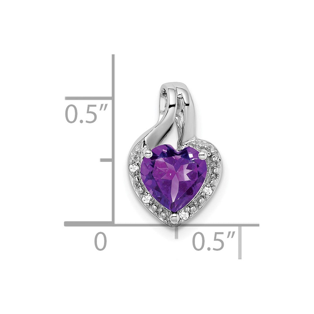 14K Weißgold Herzanhänger mit Amethyst und echten Diamanten