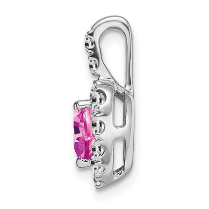 14K Weißgold Creat. Rosa Saphir/white Topas Heiligenschein Herz Anhänger