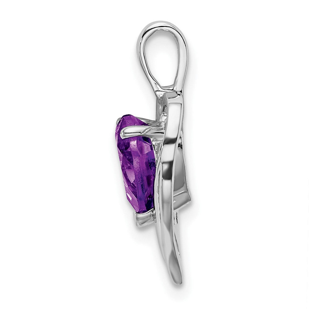 14K Weißgold Herz-Anhänger mit Amethyst und echtem Diamant