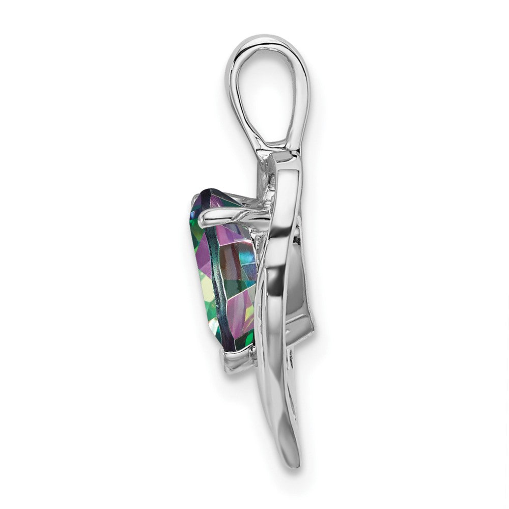 14K Weißgold Herz-Anhänger mit Mystic-Fire-Topas und echten Diamanten