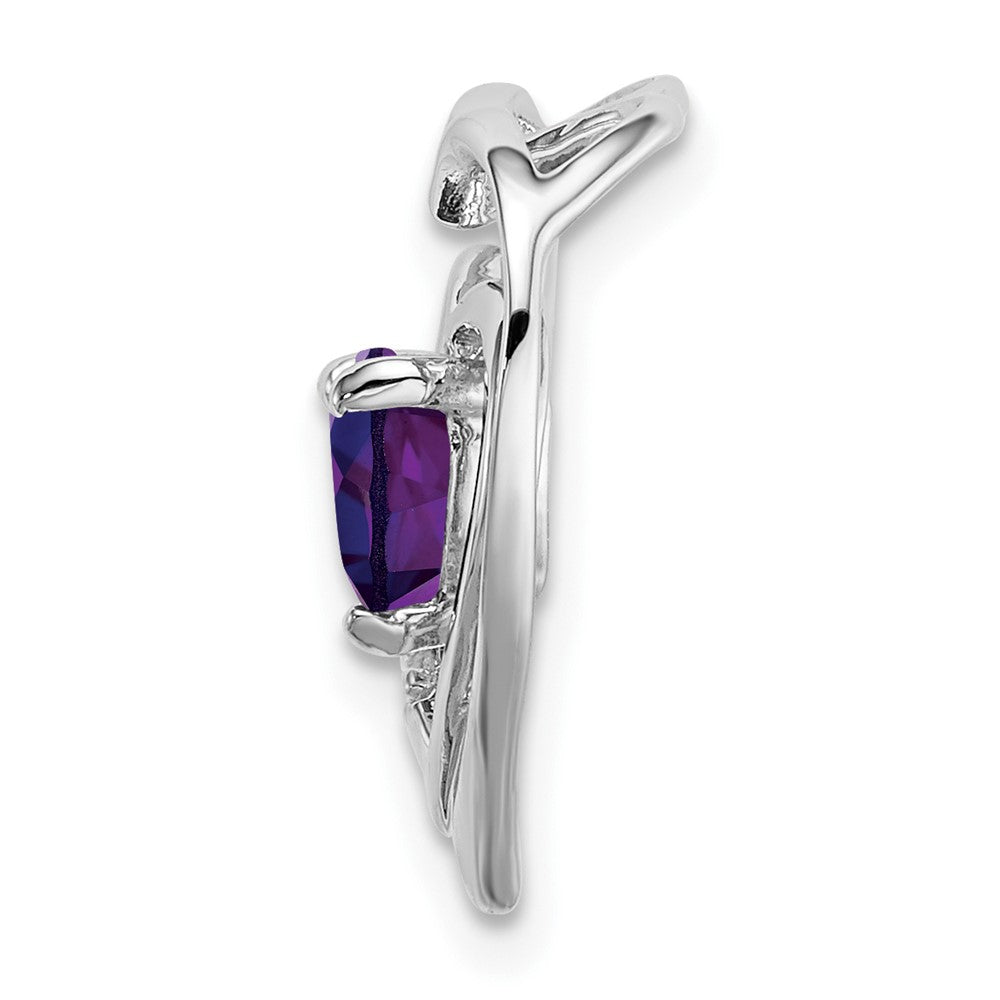 14K Weißgold Amethyst- und Echtdiamant-Herzanhänger