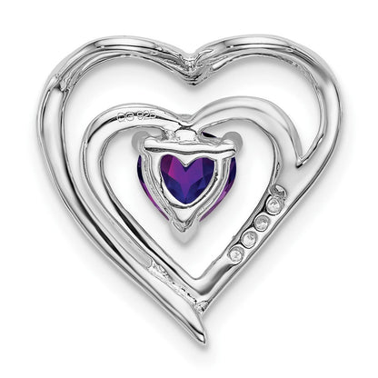 14K Weißgold Amethyst- und Echtdiamant-Herzanhänger