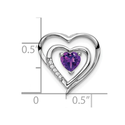14K Weißgold Amethyst- und Echtdiamant-Herzanhänger