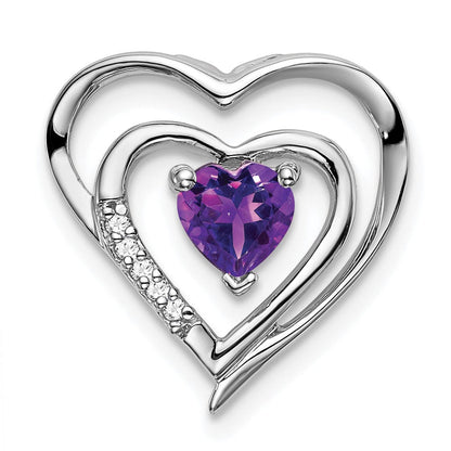 14K Weißgold Amethyst- und Echtdiamant-Herzanhänger