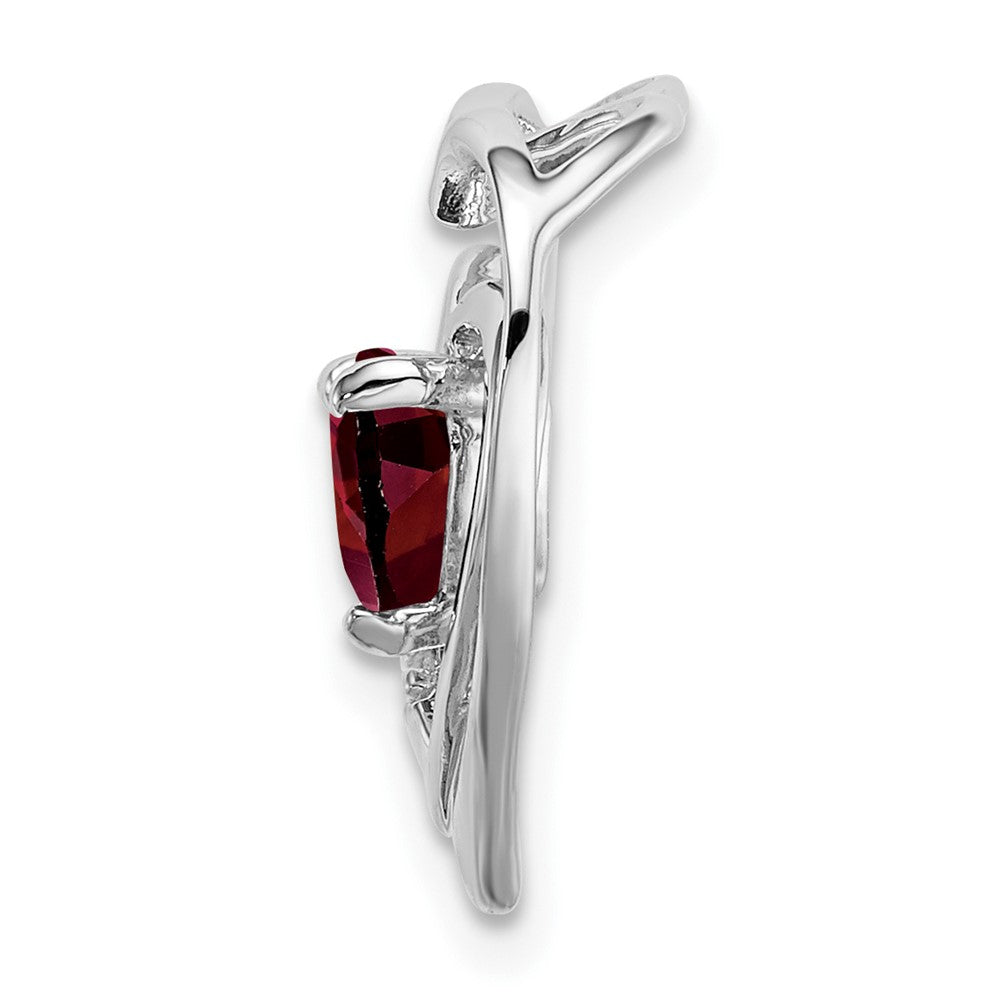 14K Weißgold Herzanhänger mit Granat und echten Diamanten