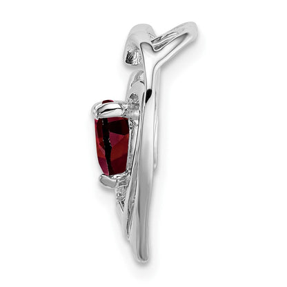 14K Weißgold Herzanhänger mit Granat und echten Diamanten