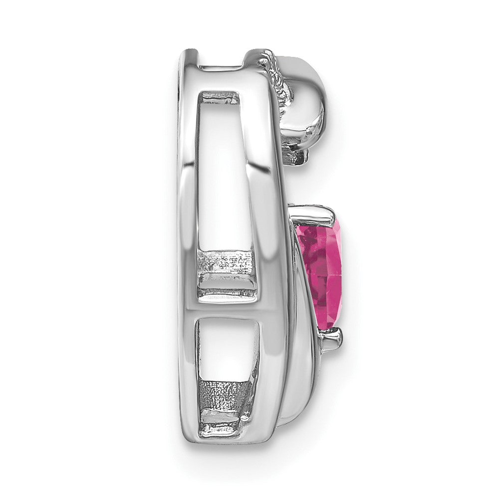 Sterling Silber Anhänger mit synthetischem rosa Saphir und echtem Diamant