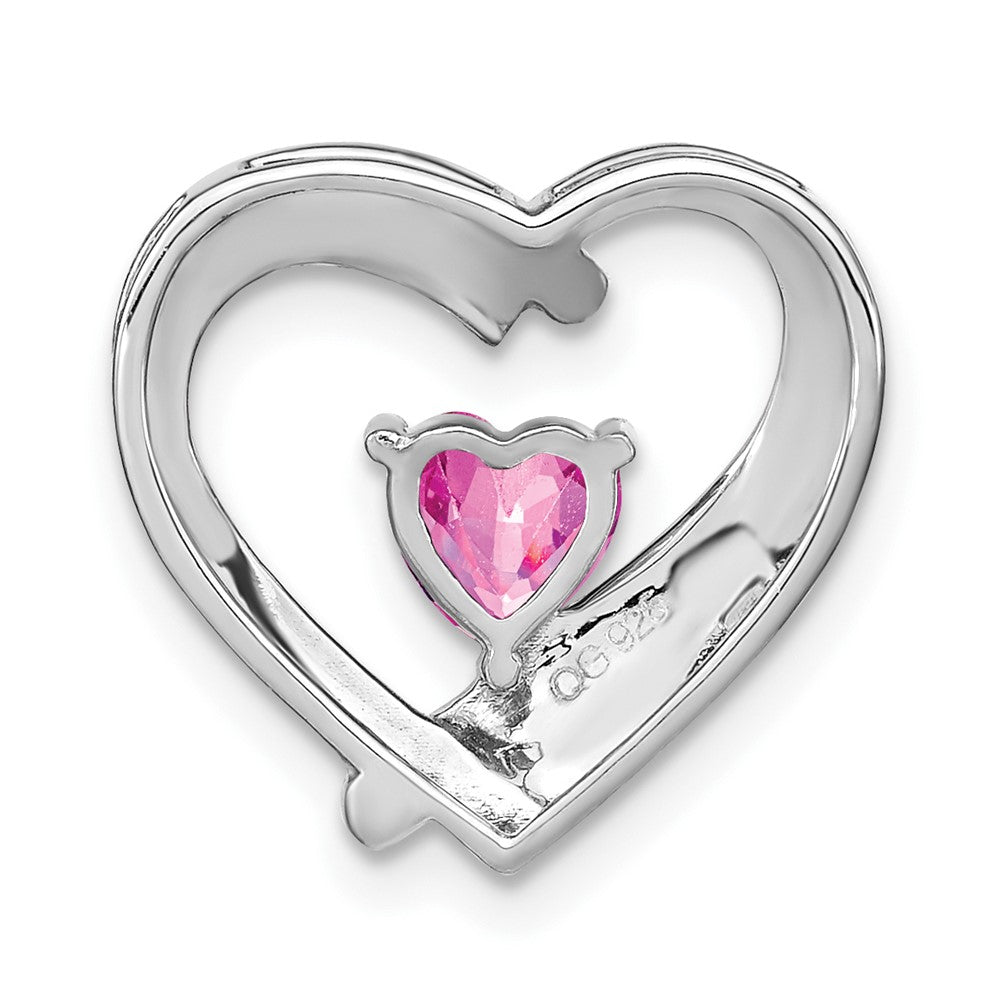 Sterling Silber Anhänger mit synthetischem rosa Saphir und echtem Diamant