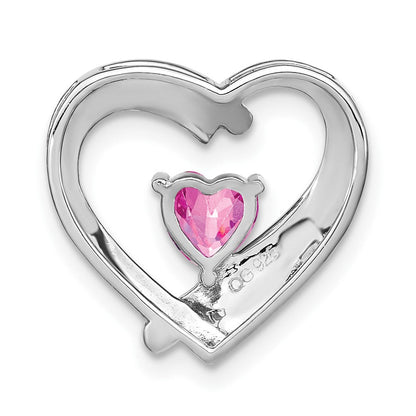 Sterling Silber Anhänger mit synthetischem rosa Saphir und echtem Diamant