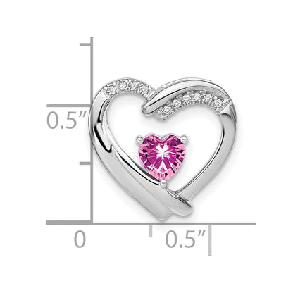 Sterling Silber Anhänger mit synthetischem rosa Saphir und echtem Diamant