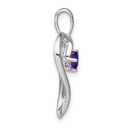 14K Weißgold Amethyst-Herzanhänger