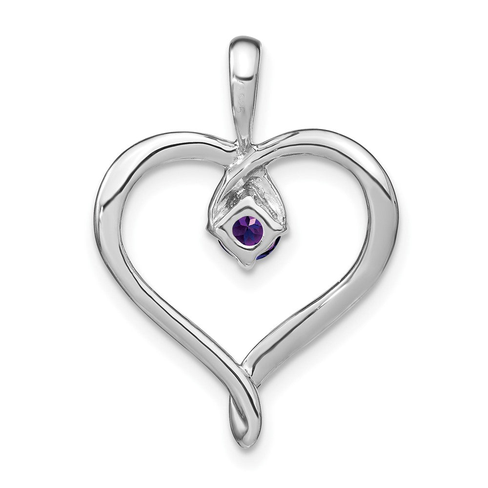 14K Weißgold Amethyst-Herzanhänger