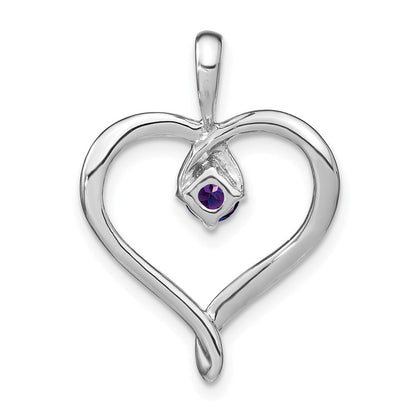 14K Weißgold Amethyst-Herzanhänger
