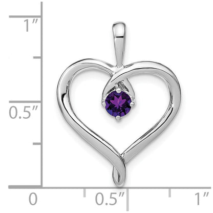 14K Weißgold Amethyst-Herzanhänger