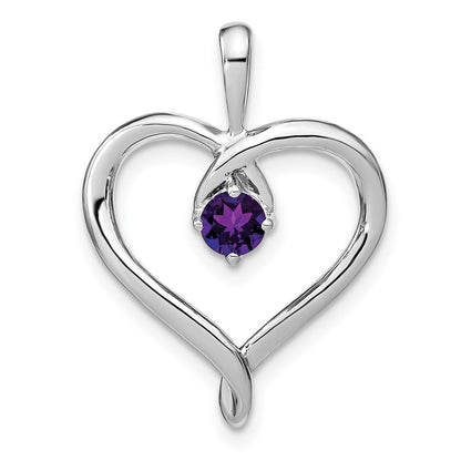 14K Weißgold Amethyst-Herzanhänger