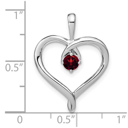 14K Weißgold Granat-Herz-Anhänger
