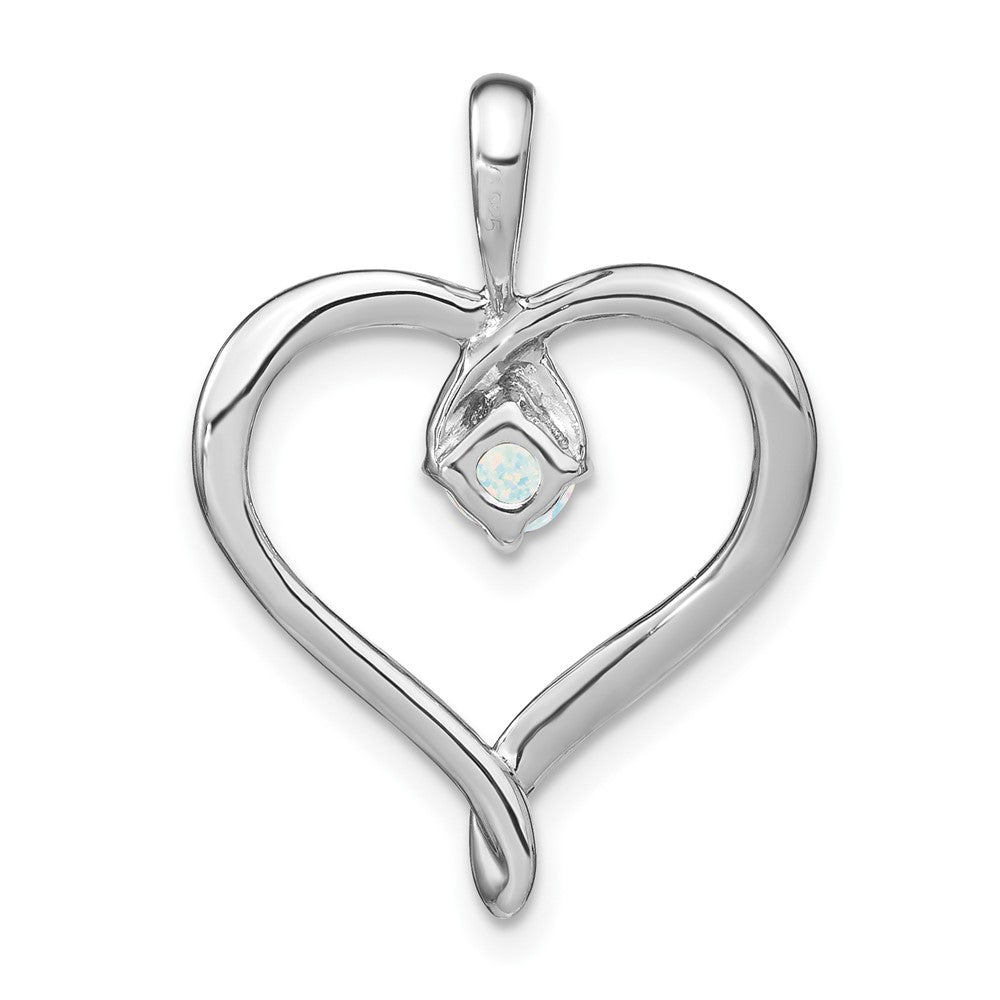 14K Weißgold Herz-Anhänger mit synthetischem Opal