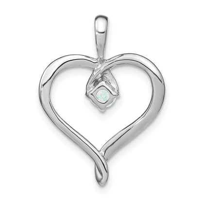 14K Weißgold Herz-Anhänger mit synthetischem Opal