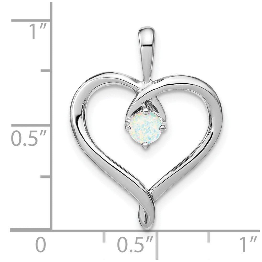 14K Weißgold Herz-Anhänger mit synthetischem Opal