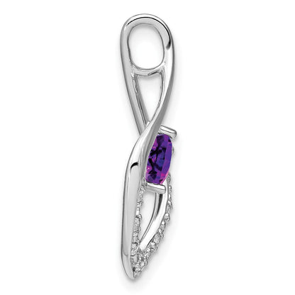 14k Weißgold Amethyst- und Echtdiamant-Anhänger