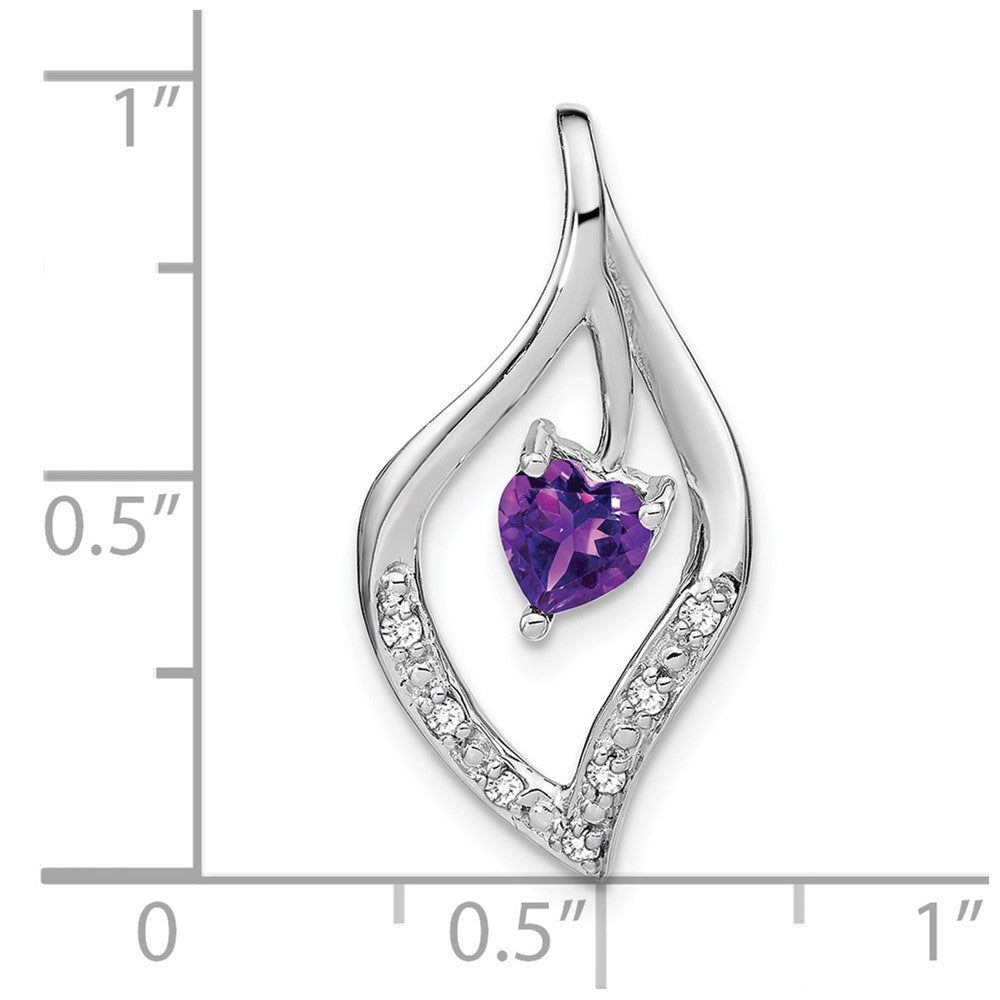14k Weißgold Amethyst- und Echtdiamant-Anhänger