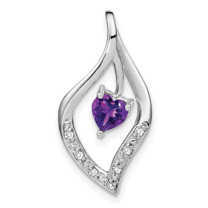 14k Weißgold Amethyst- und Echtdiamant-Anhänger