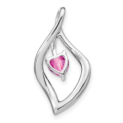 14K Weißgold Anhänger mit synthetischem Rosa Saphir und echtem Diamant