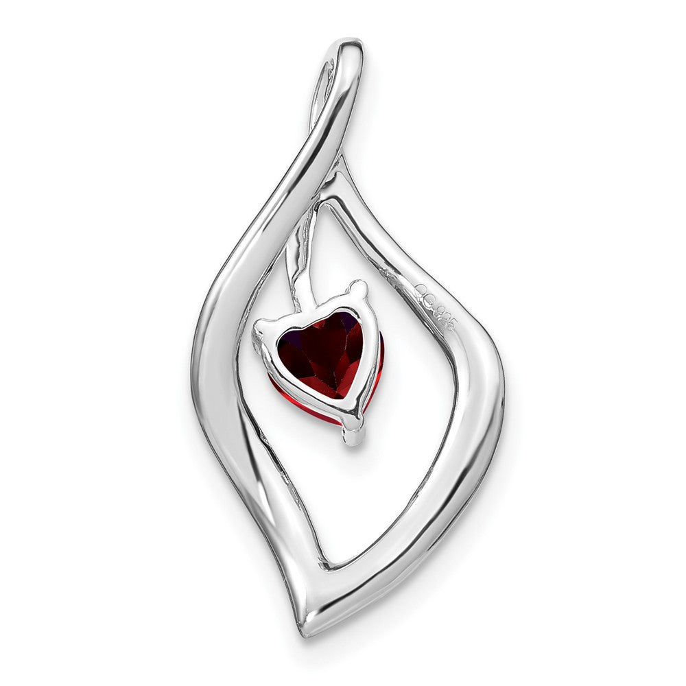 14K Weißgold Anhänger mit Granat und echtem Diamant