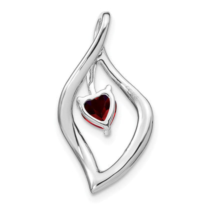 14K Weißgold Anhänger mit Granat und echtem Diamant