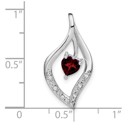 14K Weißgold Anhänger mit Granat und echtem Diamant
