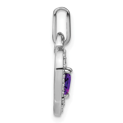 14K Weißgold Herz-Anhänger mit Amethyst und echtem Diamant