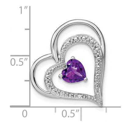 14K Weißgold Amethyst- und Echtdiamant-MAMA-Herzanhänger