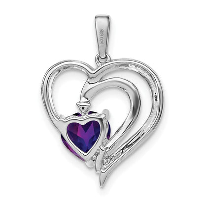 Sterlingsilber-Anhänger mit Amethyst und echten Diamanten