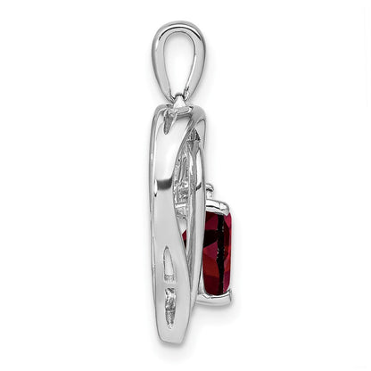 Sterling Silber Granat- und Echt-Diamant-Anhänger