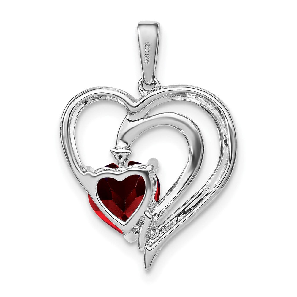 Sterling Silber Granat- und Echt-Diamant-Anhänger