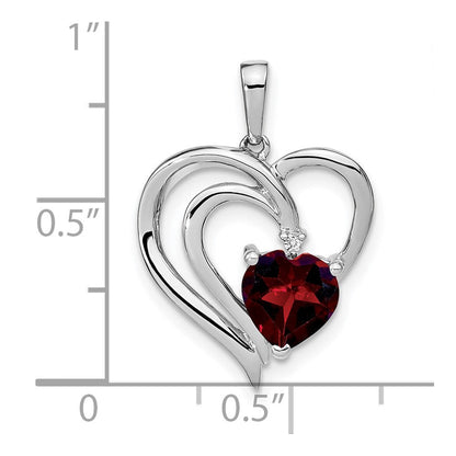 Sterling Silber Granat- und Echt-Diamant-Anhänger